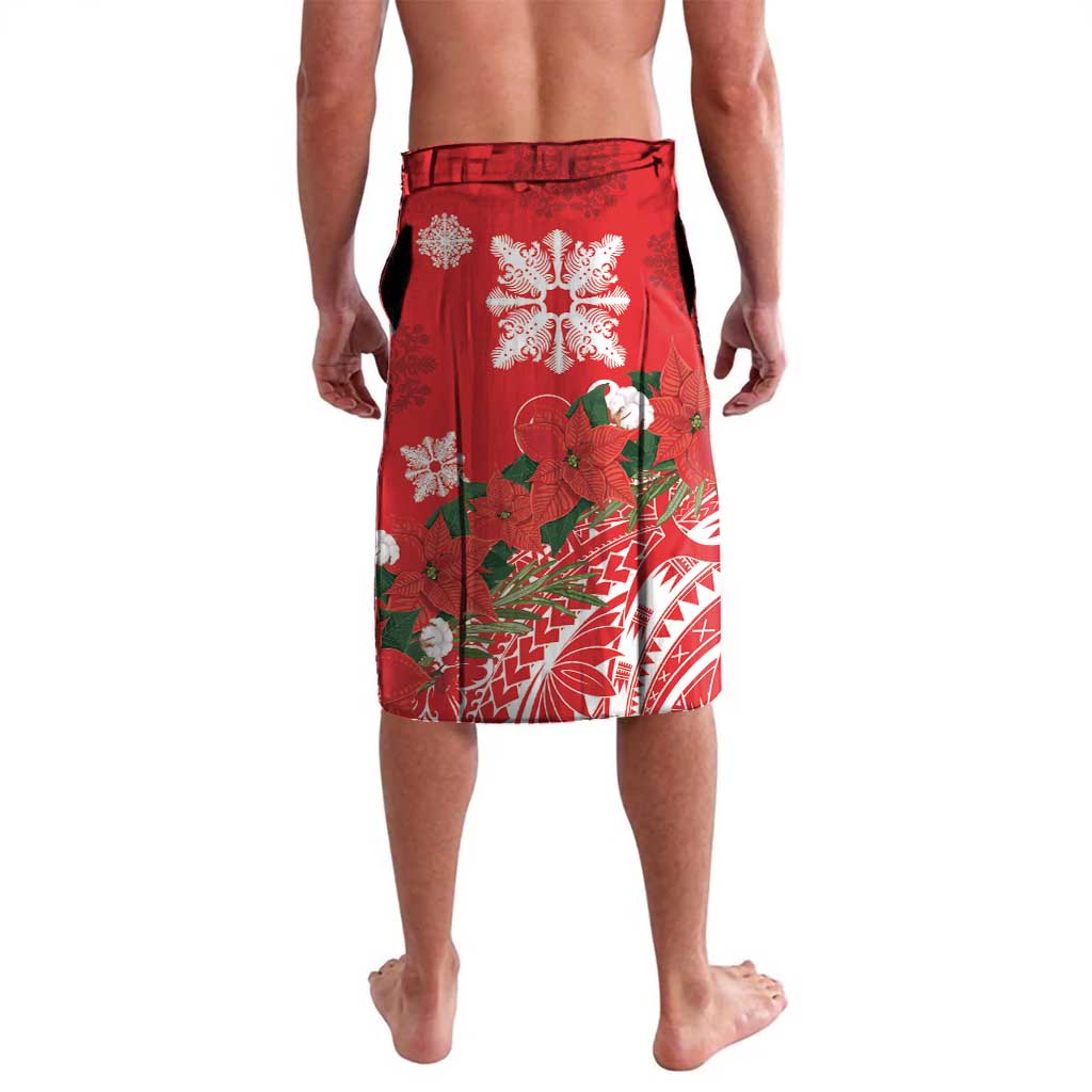Personalized Hawaii Christmas Lavalava Mele Kalikimaka Chilling Shaka Santa Flamingo - Polynesian Pride