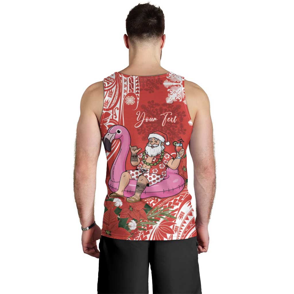 Personalized Hawaii Christmas Men Tank Top Mele Kalikimaka Chilling Shaka Santa Flamingo - Polynesian Pride