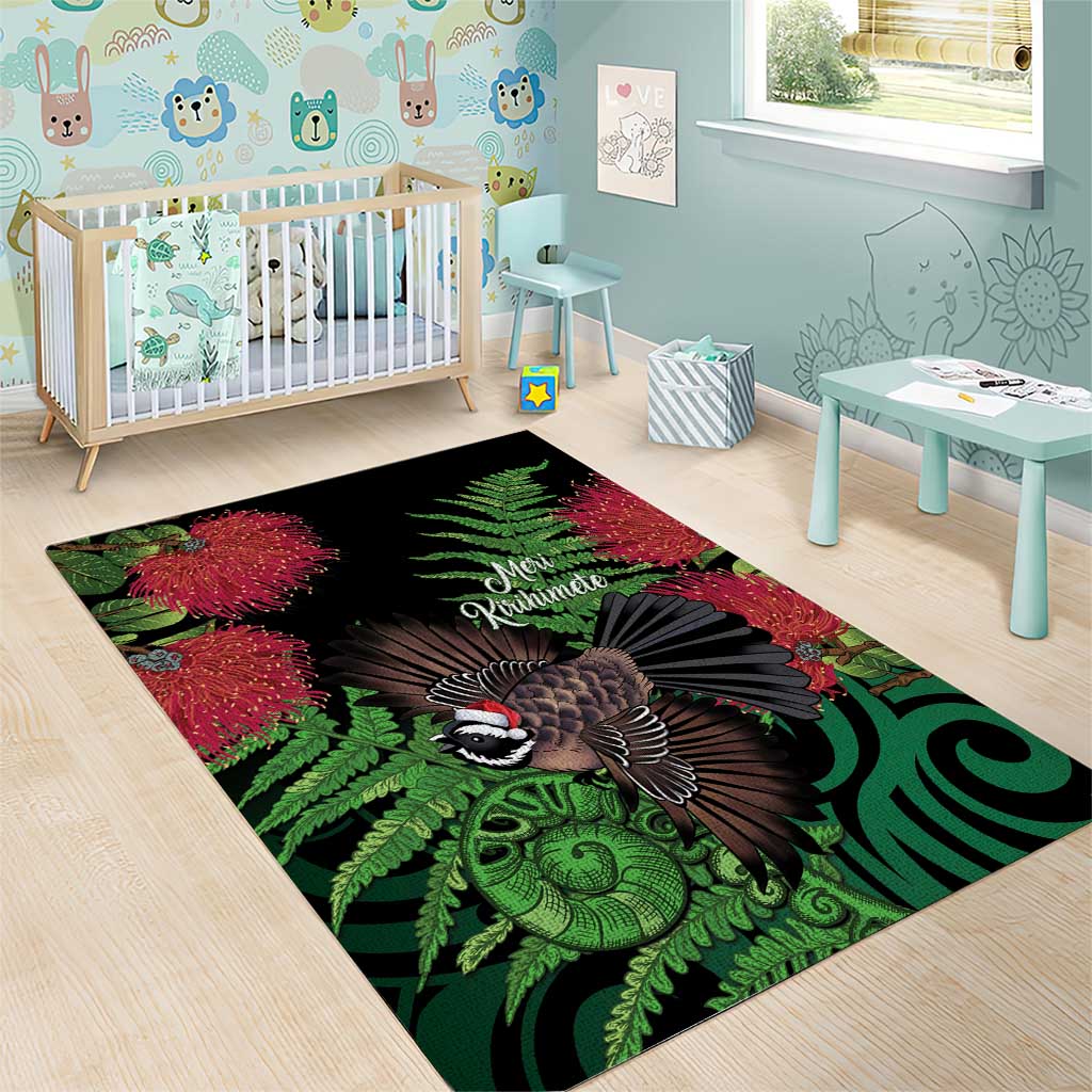 Meri Kirihimete New Zealand Area Rug Piwakawaka Koru Fern Mix Pohutukawa LT14 - Polynesian Pride