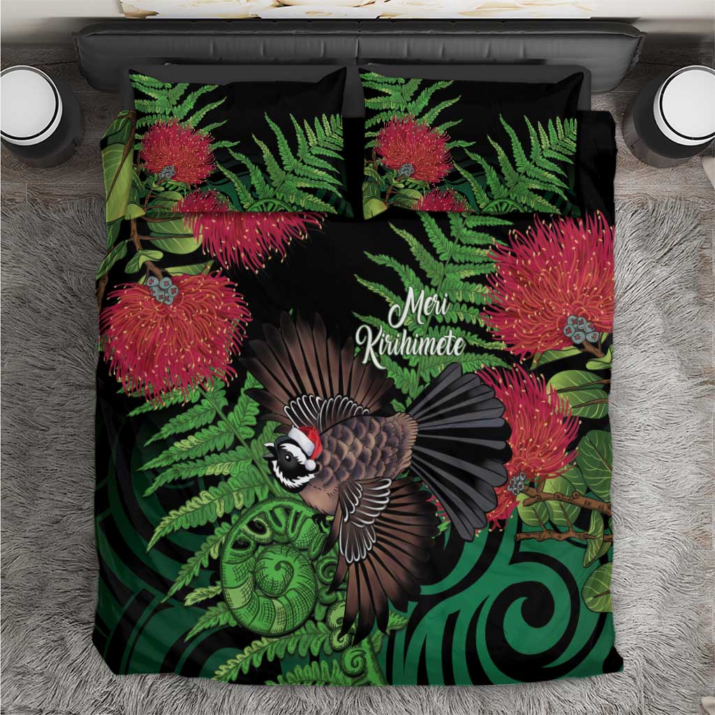 Meri Kirihimete New Zealand Bedding Set Piwakawaka Koru Fern Mix Pohutukawa - Polynesian Pride