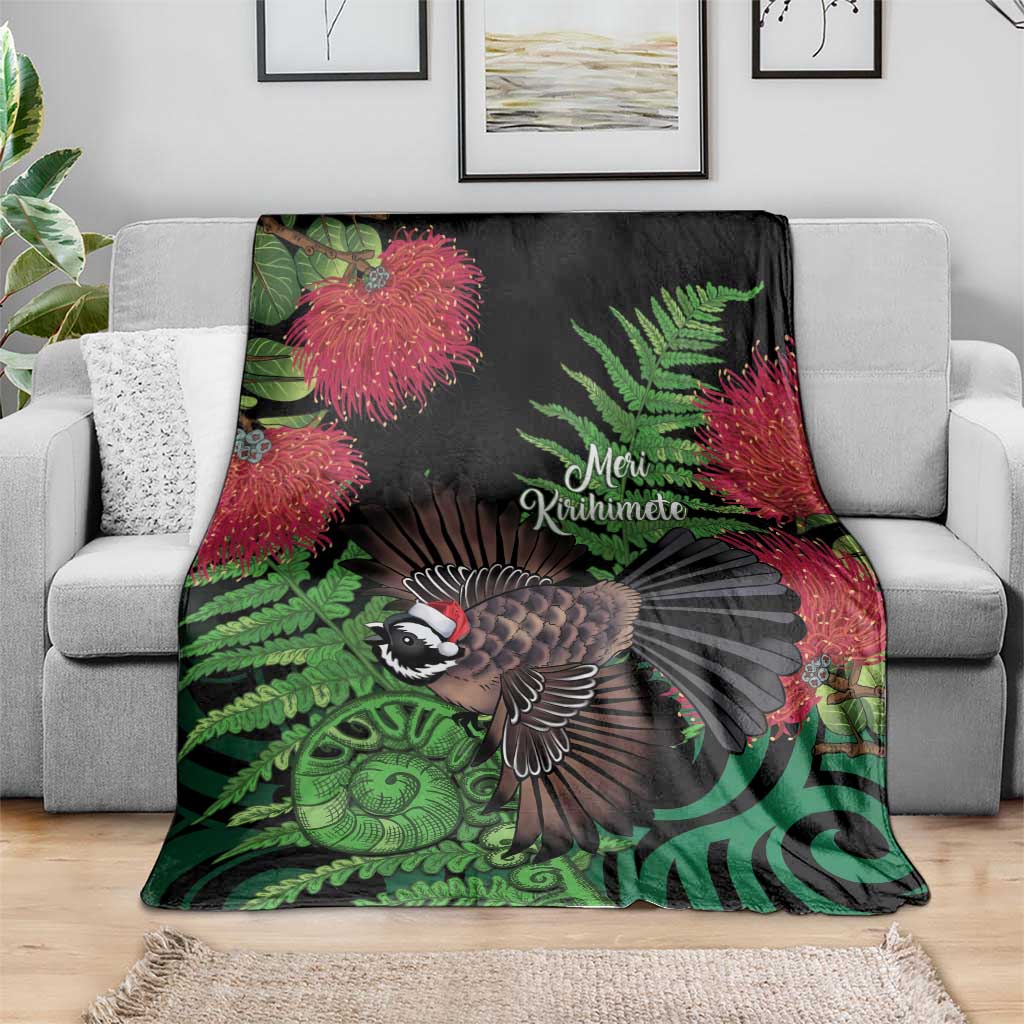 Meri Kirihimete New Zealand Blanket Piwakawaka Koru Fern Mix Pohutukawa - Polynesian Pride