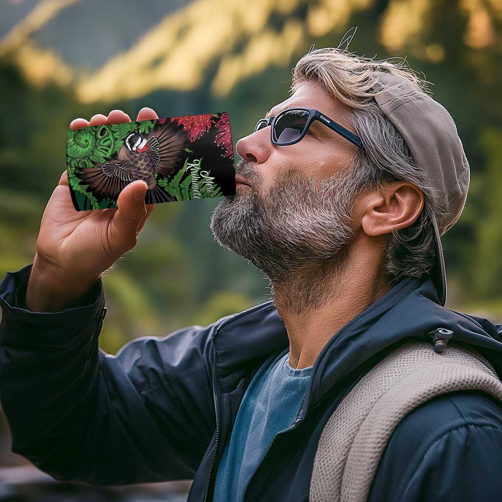Meri Kirihimete New Zealand 4 in 1 Can Cooler Tumbler Piwakawaka Koru Fern Mix Pohutukawa - Polynesian Pride