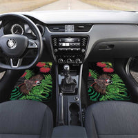 Meri Kirihimete New Zealand Car Mats Piwakawaka Koru Fern Mix Pohutukawa LT14 Set 2pcs - Front Black - Polynesian Pride