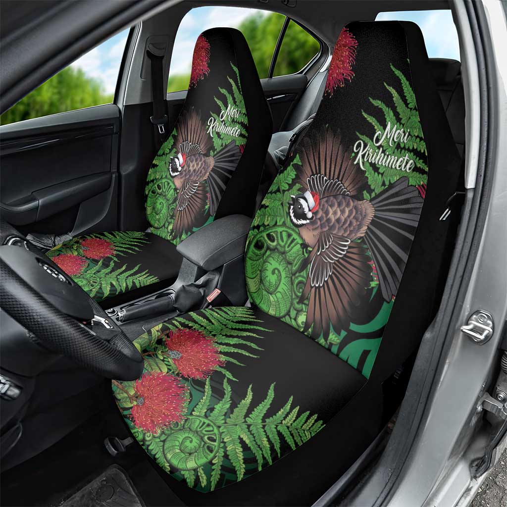 Meri Kirihimete New Zealand Car Seat Cover Piwakawaka Koru Fern Mix Pohutukawa - Polynesian Pride