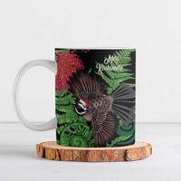 Meri Kirihimete New Zealand Ceramic Mug Piwakawaka Koru Fern Mix Pohutukawa - Polynesian Pride