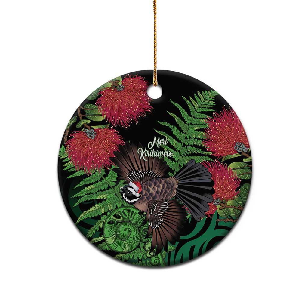 Meri Kirihimete New Zealand Ceramic Ornament Piwakawaka Koru Fern Mix Pohutukawa - Polynesian Pride