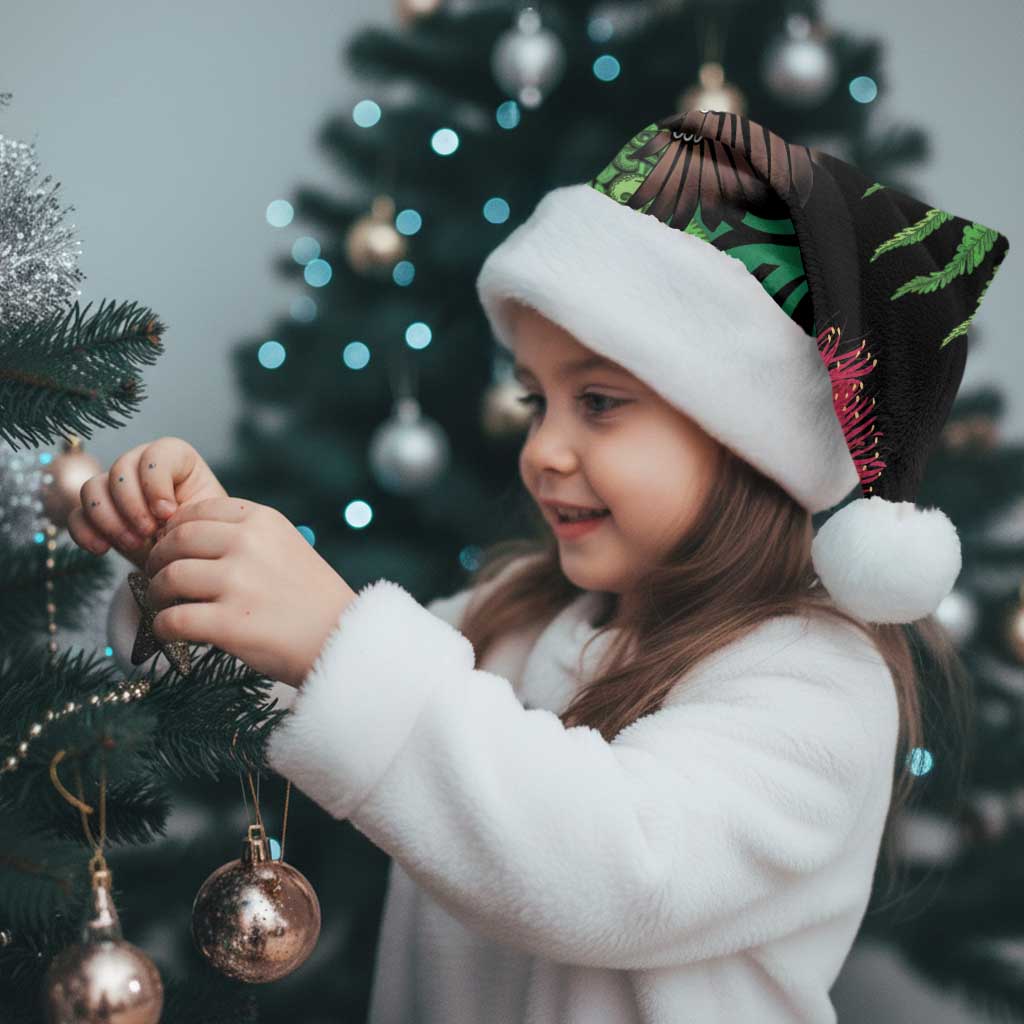 Meri Kirihimete New Zealand Christmas Santa Hat Piwakawaka Koru Fern Mix Pohutukawa - Polynesian Pride