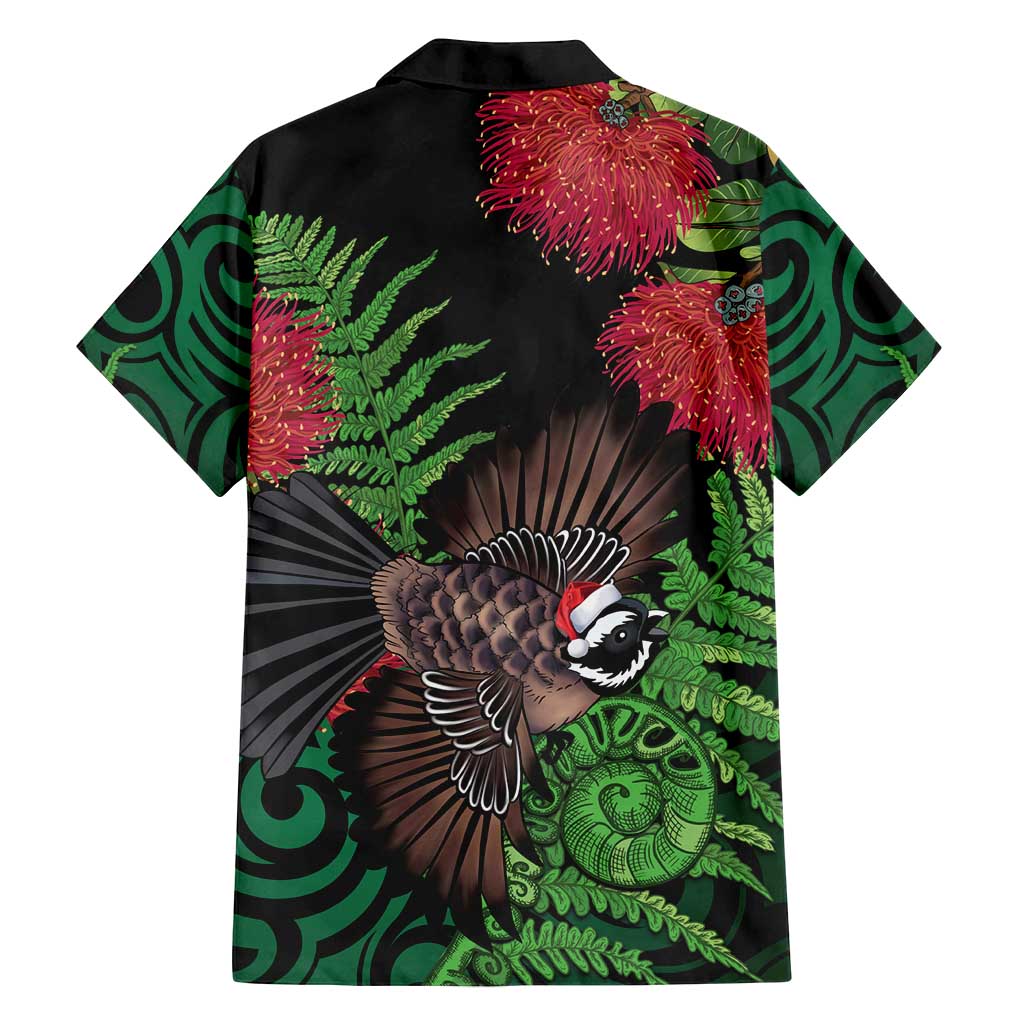 Meri Kirihimete New Zealand Family Matching Off Shoulder Short Dress and Hawaiian Shirt Piwakawaka Koru Fern Mix Pohutukawa - Polynesian Pride