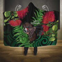 Meri Kirihimete New Zealand Hooded Blanket Piwakawaka Koru Fern Mix Pohutukawa LT14 - Polynesian Pride