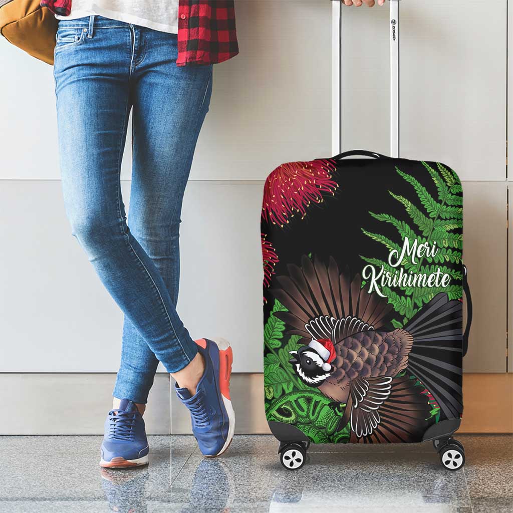 Meri Kirihimete New Zealand Luggage Cover Piwakawaka Koru Fern Mix Pohutukawa LT14 - Polynesian Pride