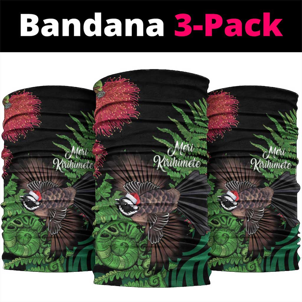 Meri Kirihimete New Zealand Neck Gaiter Piwakawaka Koru Fern Mix Pohutukawa - Polynesian Pride