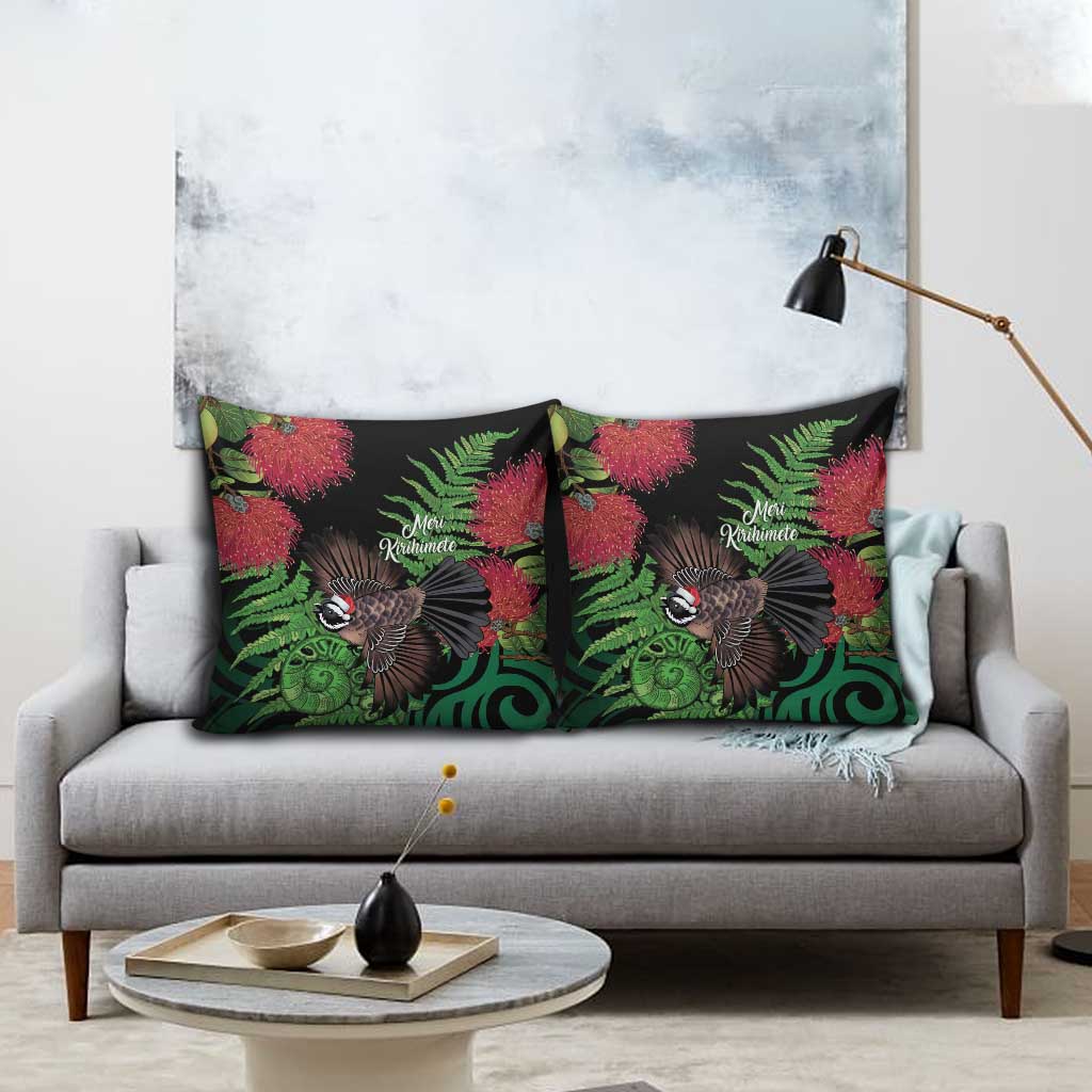 Meri Kirihimete New Zealand Pillow Cover Piwakawaka Koru Fern Mix Pohutukawa LT14 - Polynesian Pride