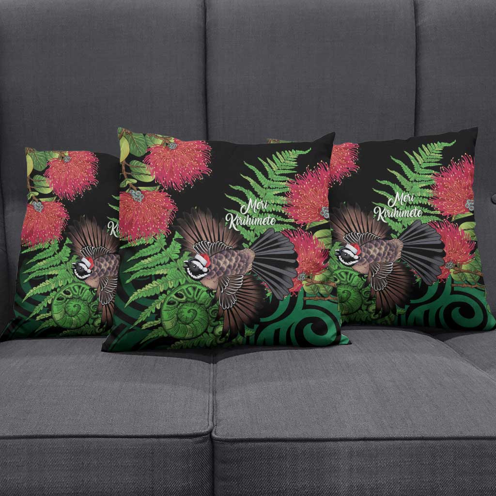 Meri Kirihimete New Zealand Pillow Cover Piwakawaka Koru Fern Mix Pohutukawa LT14 - Polynesian Pride