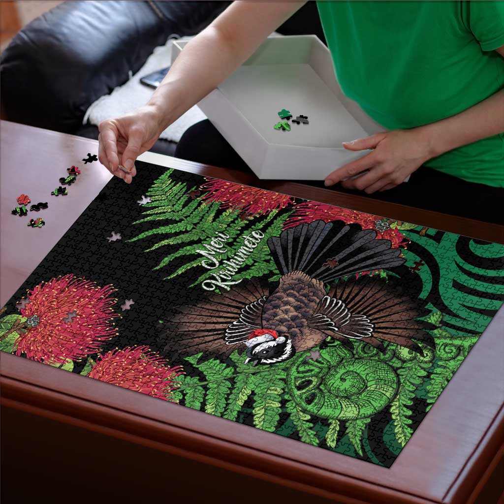 Meri Kirihimete New Zealand Puzzle Piwakawaka Koru Fern Mix Pohutukawa - Polynesian Pride
