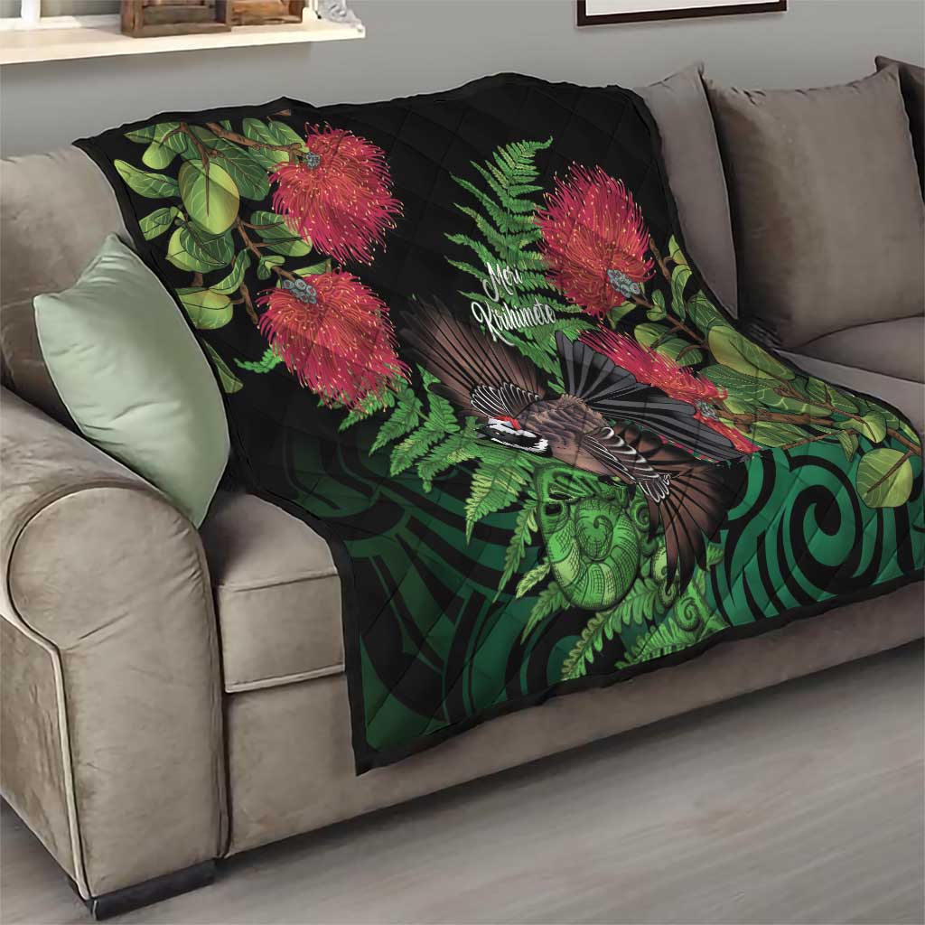 Meri Kirihimete New Zealand Quilt Piwakawaka Koru Fern Mix Pohutukawa - Polynesian Pride