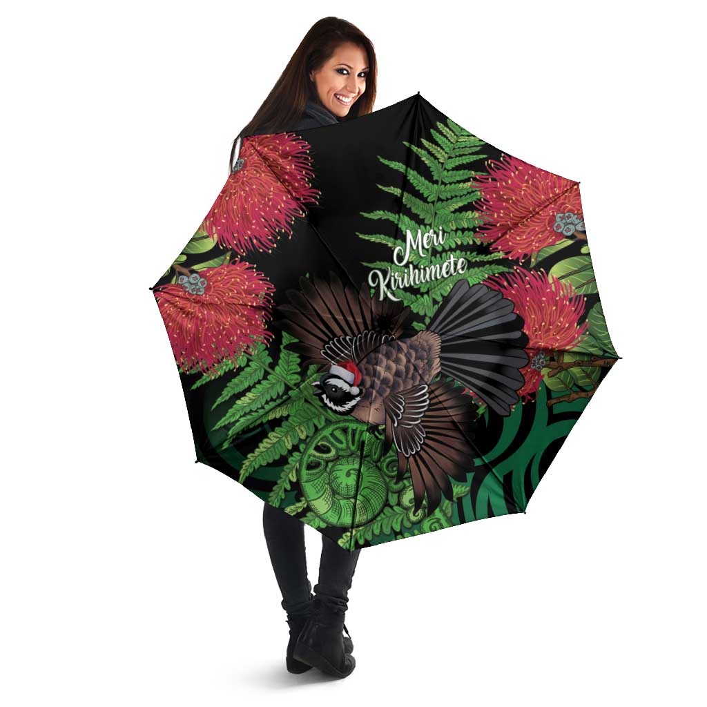 Meri Kirihimete New Zealand Umbrella Piwakawaka Koru Fern Mix Pohutukawa - Polynesian Pride