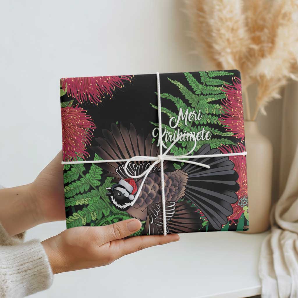 Meri Kirihimete New Zealand Wrapping Paper Piwakawaka Koru Fern Mix Pohutukawa - Polynesian Pride
