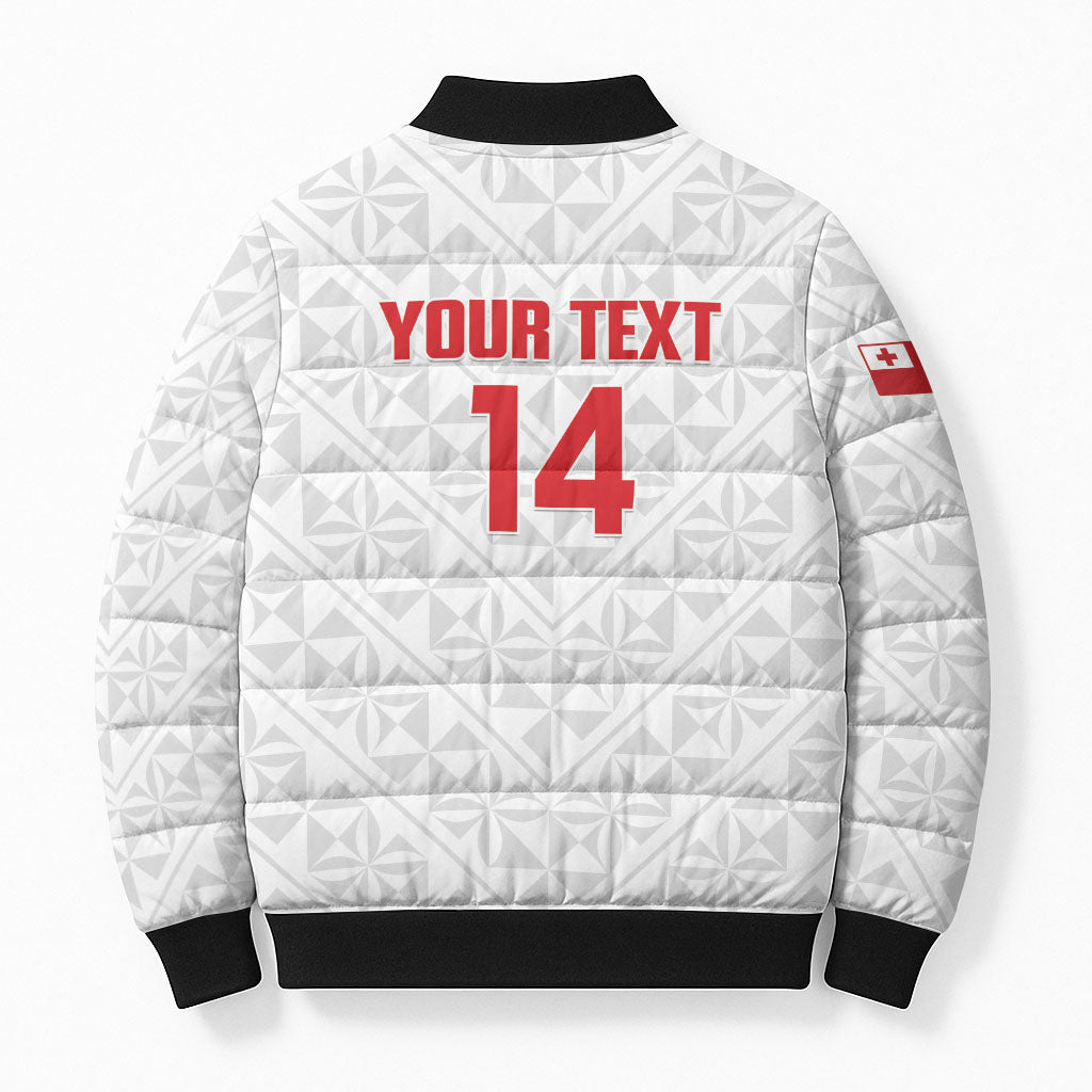 Mate Maa Tonga Rugby Custom Bomber Puffer Jacket 2026 Tongan Ngatu Pattern LT14 - Polynesian Pride