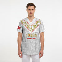 Mate Maa Tonga Rugby Custom Scrub Top 2026 Tongan Ngatu Pattern LT14 - Polynesian Pride