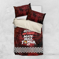 Mate Maa Tonga Rugby 2026 Bedding Set 40 Years Anniversary One Legacy LT14 US Twin 172cm x 218cm Red - Polynesian Pride