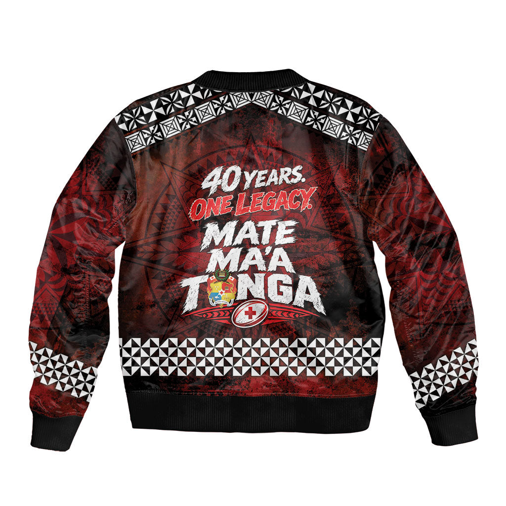 Mate Maa Tonga Rugby 2026 Bomber Jacket 40 Years Anniversary One Legacy LT14 - Polynesian Pride