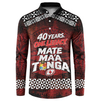Mate Maa Tonga Rugby 2026 Button Sweatshirt 40 Years Anniversary One Legacy LT14 Red - Polynesian Pride