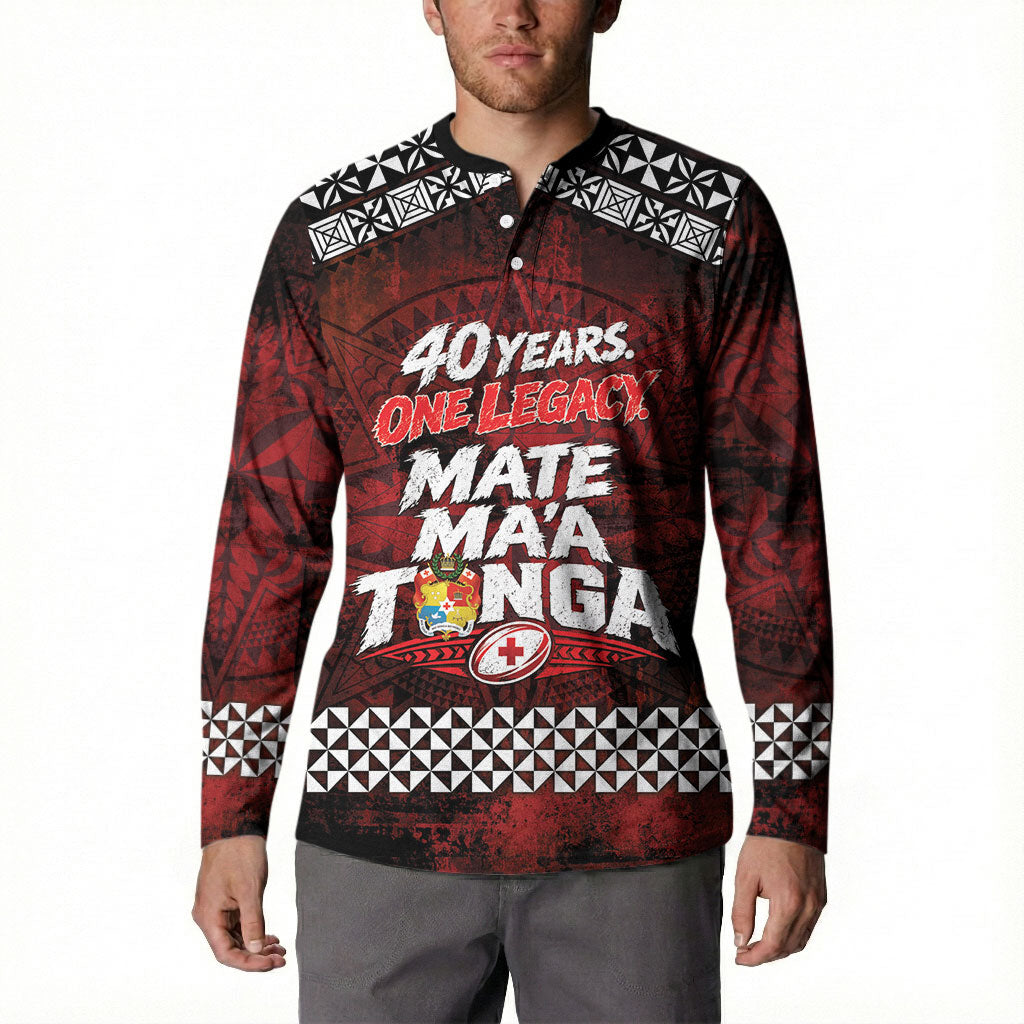 Mate Maa Tonga Rugby 2026 Button Sweatshirt 40 Years Anniversary One Legacy LT14 - Polynesian Pride