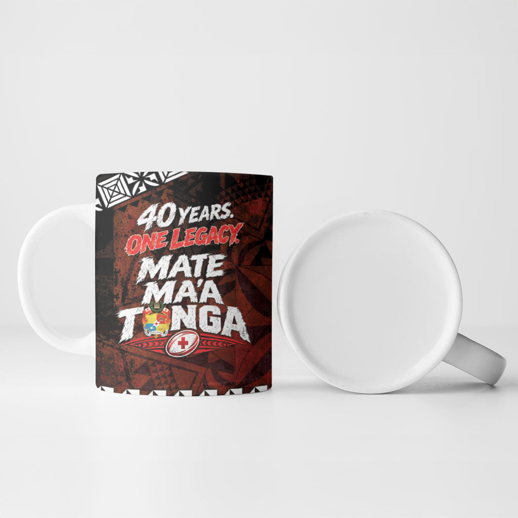 Mate Maa Tonga Rugby 2026 Ceramic Mug 40 Years Anniversary One Legacy LT14 - Polynesian Pride