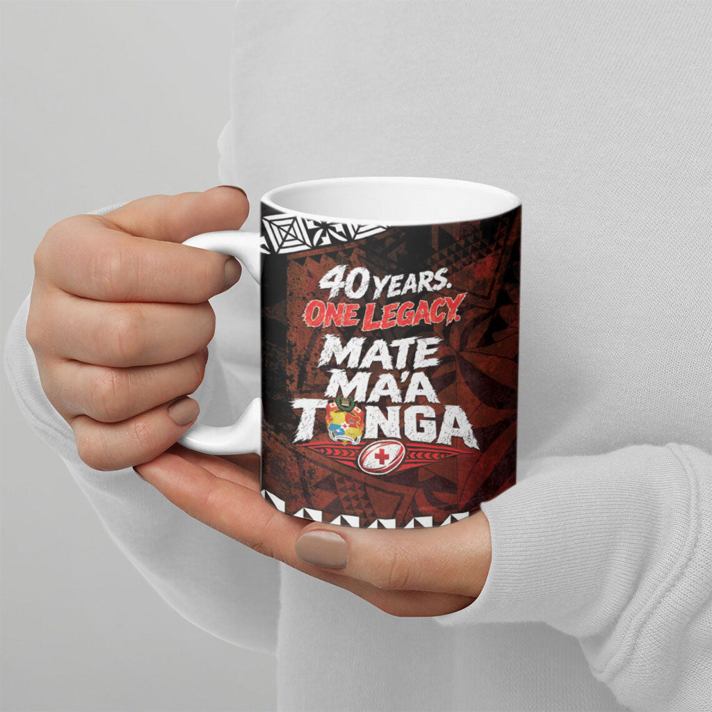 Mate Maa Tonga Rugby 2026 Ceramic Mug 40 Years Anniversary One Legacy LT14 - Polynesian Pride