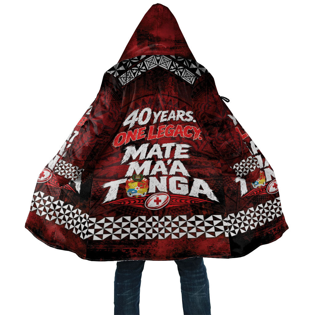 Mate Maa Tonga Rugby 2026 Cloak 40 Years Anniversary One Legacy LT14 Unisex Red - Polynesian Pride
