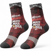Mate Maa Tonga Rugby 2026 Crew Socks 40 Years Anniversary One Legacy LT14 - Polynesian Pride