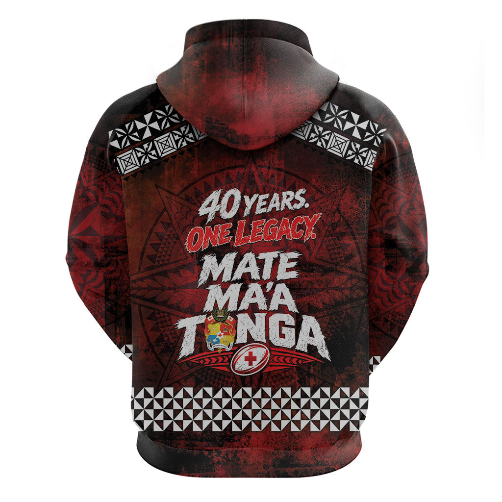 Mate Maa Tonga Rugby 2026 Hoodie 40 Years Anniversary One Legacy LT14 - Polynesian Pride