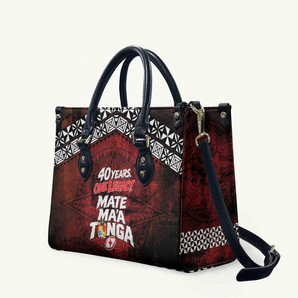 Mate Maa Tonga Rugby 2026 Leather Bag 40 Years Anniversary One Legacy LT14 Red - Polynesian Pride