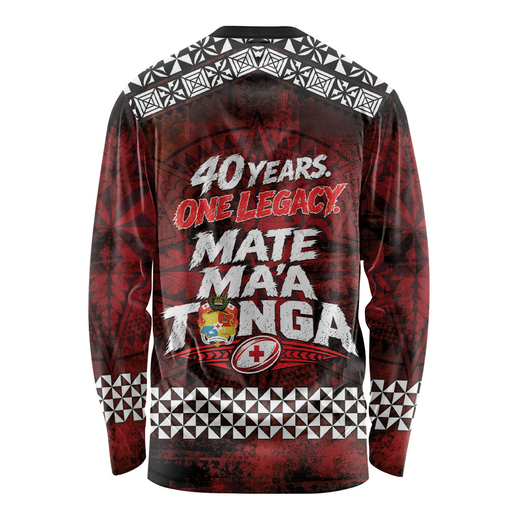 Mate Maa Tonga Rugby 2026 Long Sleeve Shirt 40 Years Anniversary One Legacy LT14 - Polynesian Pride