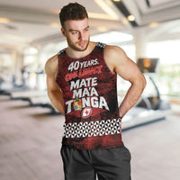 Mate Maa Tonga Rugby 2026 Men Tank Top 40 Years Anniversary One Legacy LT14 Red - Polynesian Pride