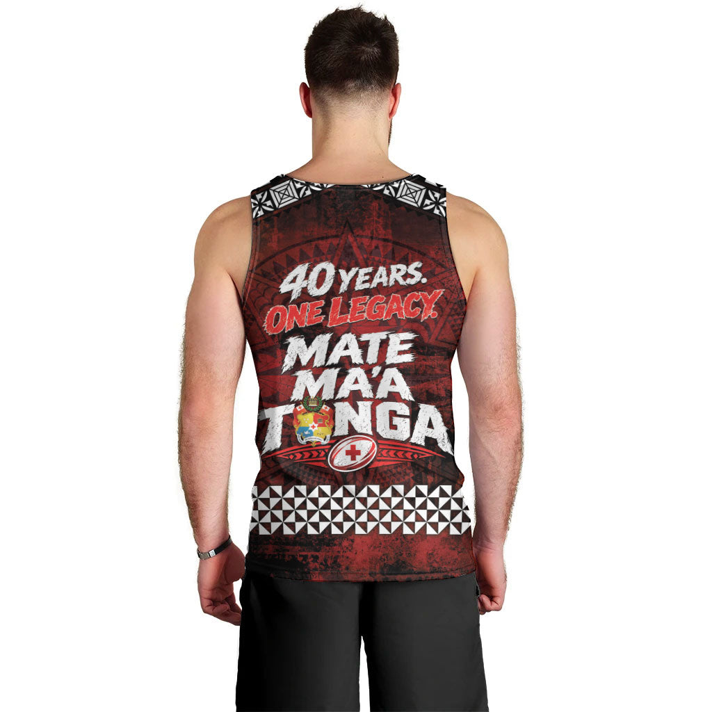 Mate Maa Tonga Rugby 2026 Men Tank Top 40 Years Anniversary One Legacy LT14 - Polynesian Pride