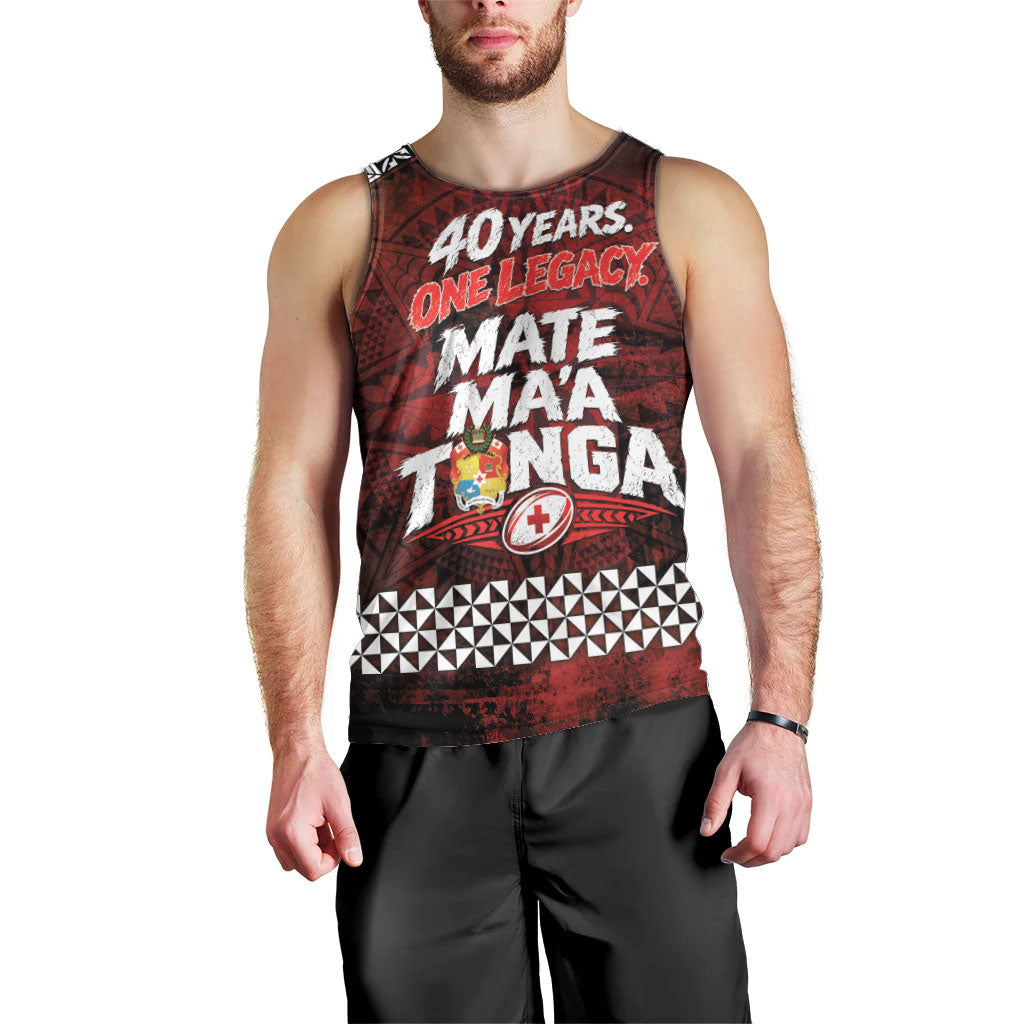 Mate Maa Tonga Rugby 2026 Men Tank Top 40 Years Anniversary One Legacy LT14 - Polynesian Pride