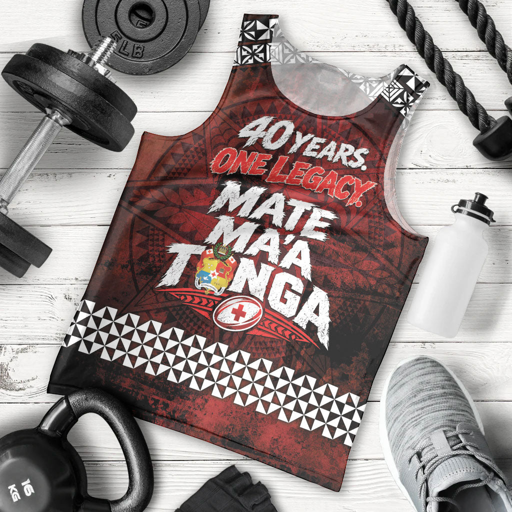 Mate Maa Tonga Rugby 2026 Men Tank Top 40 Years Anniversary One Legacy LT14 - Polynesian Pride