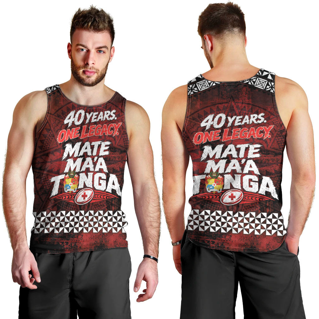 Mate Maa Tonga Rugby 2026 Men Tank Top 40 Years Anniversary One Legacy LT14 - Polynesian Pride