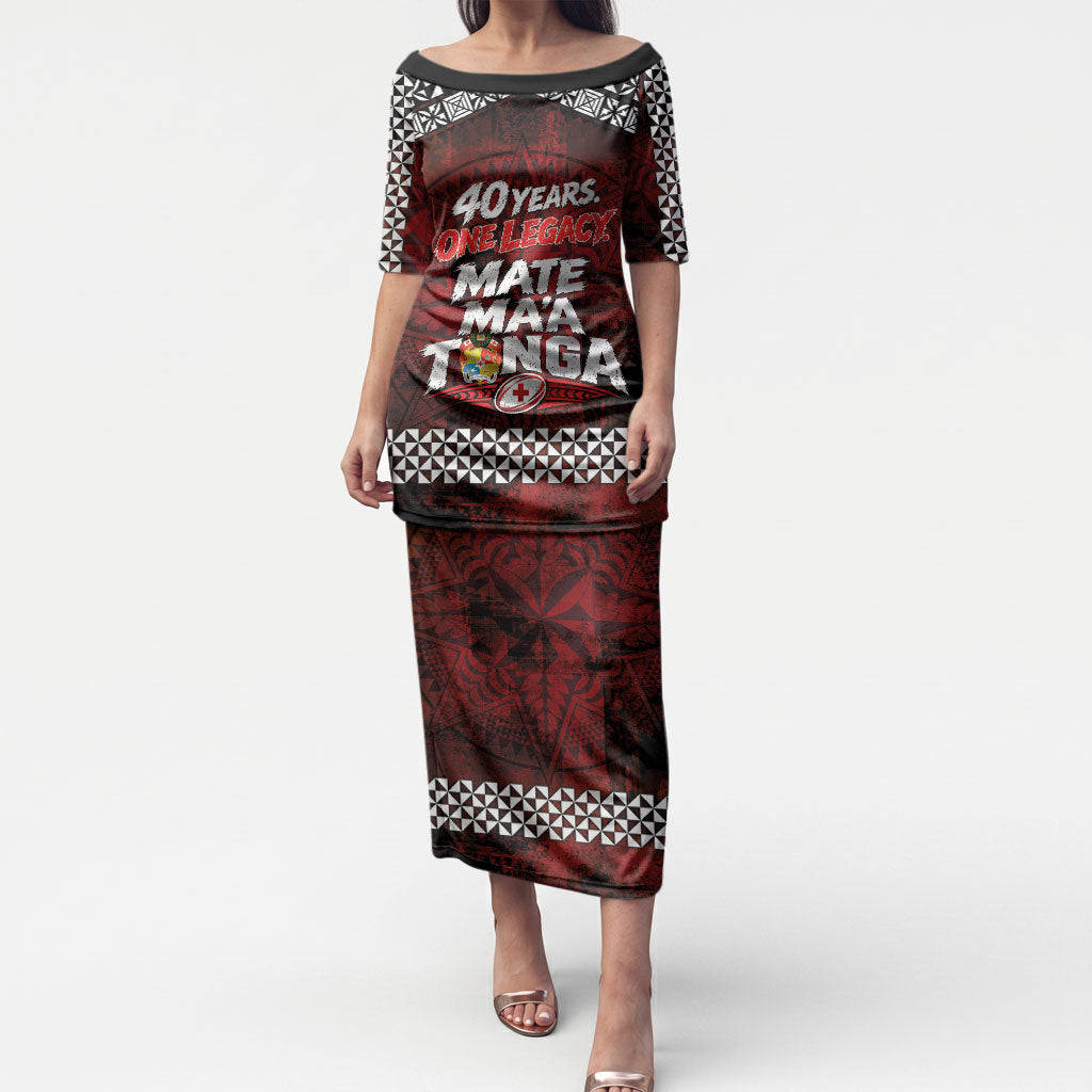 Mate Maa Tonga Rugby 2026 Puletasi 40 Years Anniversary One Legacy LT14 Long Dress Red - Polynesian Pride