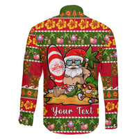 Personalised Hawaii Surfing Santa Christmas Family Matching Puletasi Dress and Hawaiian Shirt Tropical Pineapple Mele Kalikimaka Quilt Pattern LT14 - Polynesian Pride