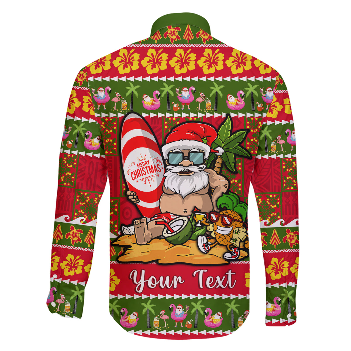 Personalised Hawaii Surfing Santa Christmas Family Matching Short Sleeve Bodycon Dress and Hawaiian Shirt Tropical Pineapple Mele Kalikimaka Quilt Pattern LT14 - Polynesian Pride