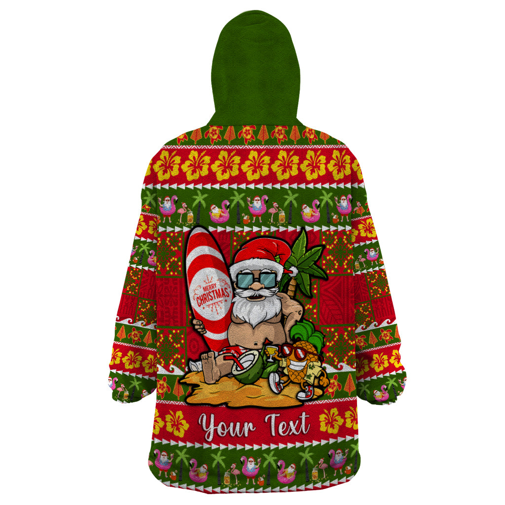 Personalised Hawaii Surfing Santa Christmas Wearable Blanket Hoodie Tropical Pineapple Mele Kalikimaka Quilt Pattern LT14 - Polynesian Pride