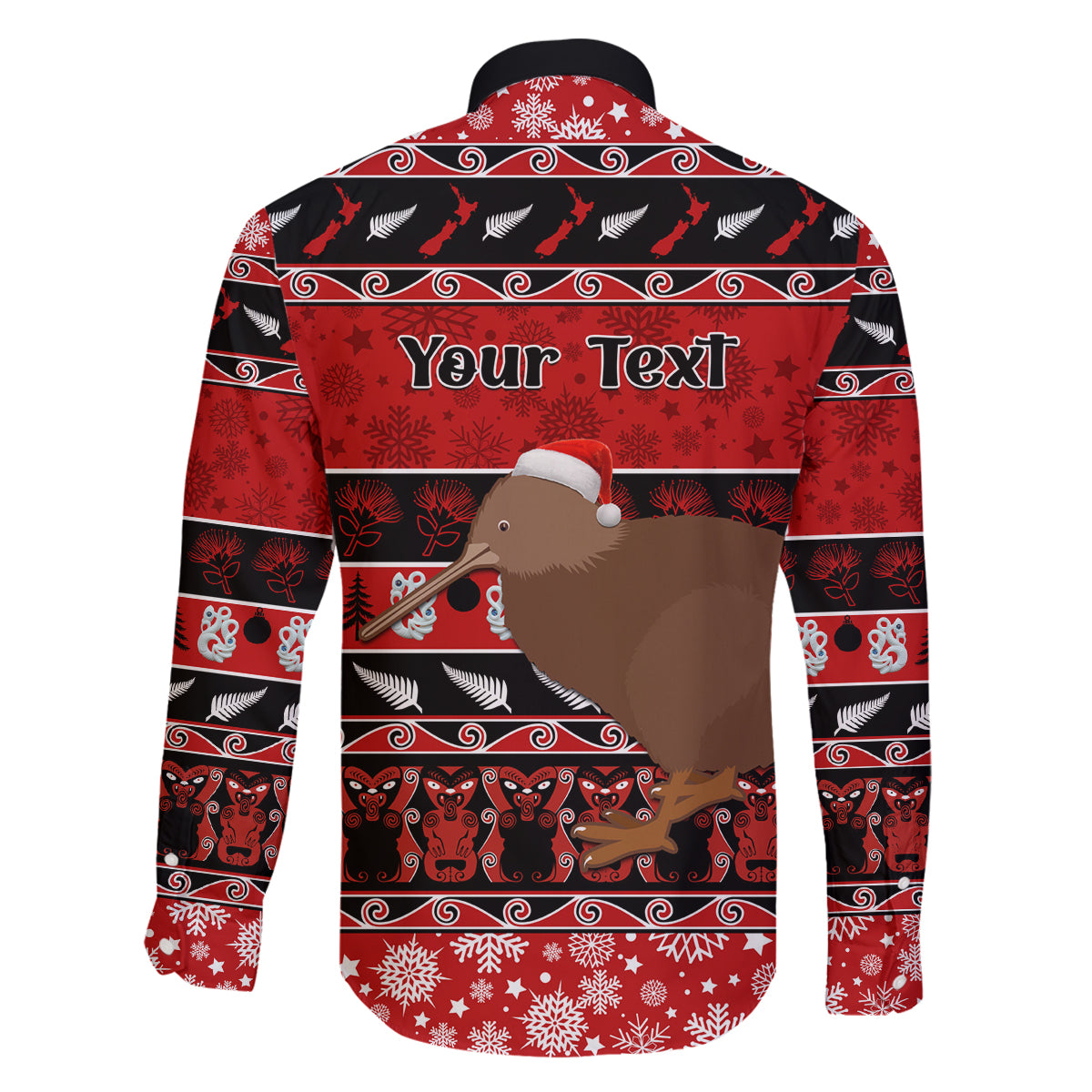 Personalised New Zealand Christmas Family Matching Off Shoulder Long Sleeve Dress and Hawaiian Shirt Aotearoa Kiwi Meri Kirihimete Red Version LT14 - Polynesian Pride