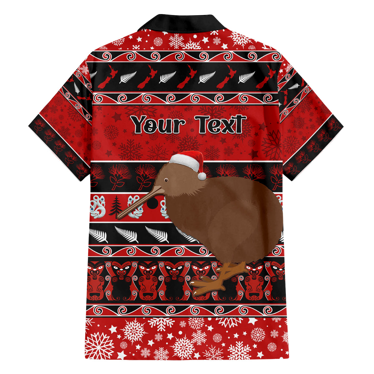 Personalised New Zealand Christmas Family Matching Off Shoulder Maxi Dress and Hawaiian Shirt Aotearoa Kiwi Meri Kirihimete Red Version LT14 - Polynesian Pride