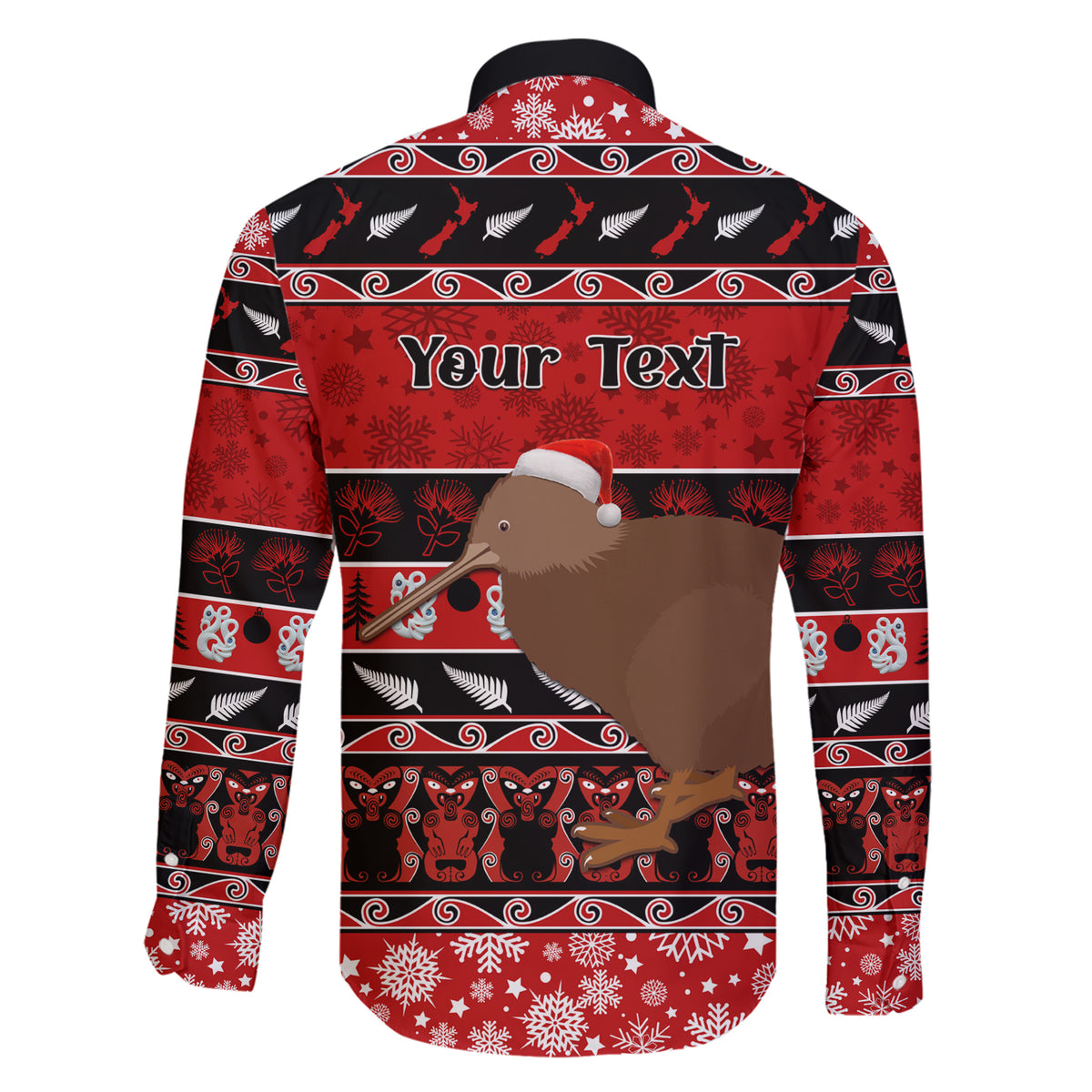 Personalised New Zealand Christmas Family Matching Short Sleeve Bodycon Dress and Hawaiian Shirt Aotearoa Kiwi Meri Kirihimete Red Version LT14 - Polynesian Pride