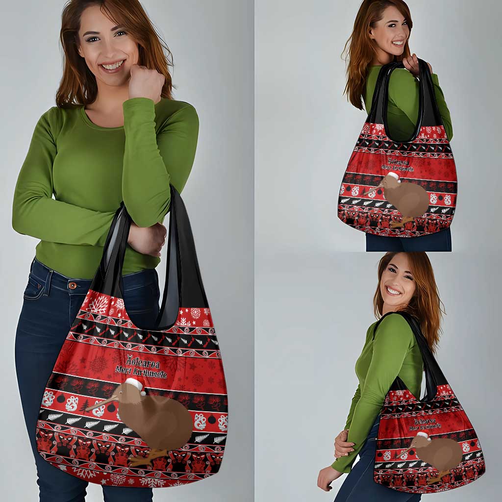 New Zealand Christmas Grocery Bag Aotearoa Kiwi Meri Kirihimete Red Version