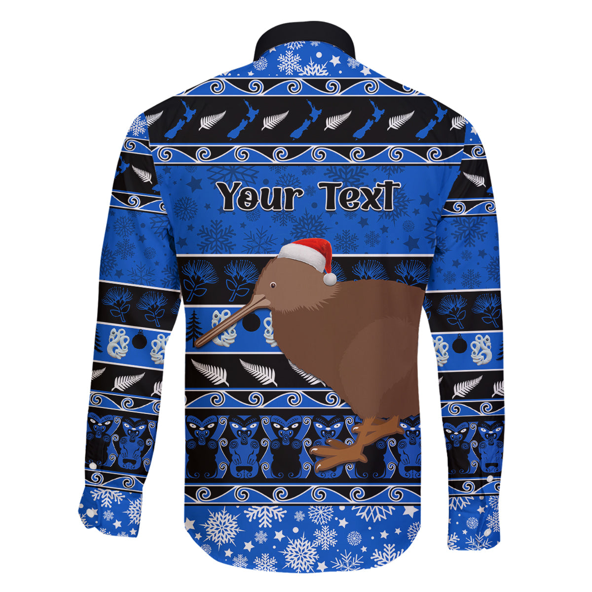 Personalised New Zealand Christmas Family Matching Long Sleeve Bodycon Dress and Hawaiian Shirt Aotearoa Kiwi Meri Kirihimete Blue Version LT14 - Polynesian Pride