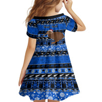Personalised New Zealand Christmas Family Matching Off Shoulder Maxi Dress and Hawaiian Shirt Aotearoa Kiwi Meri Kirihimete Blue Version LT14 - Polynesian Pride