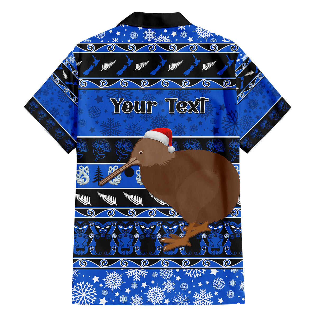 Personalised New Zealand Christmas Family Matching Puletasi Dress and Hawaiian Shirt Aotearoa Kiwi Meri Kirihimete Blue Version LT14 - Polynesian Pride
